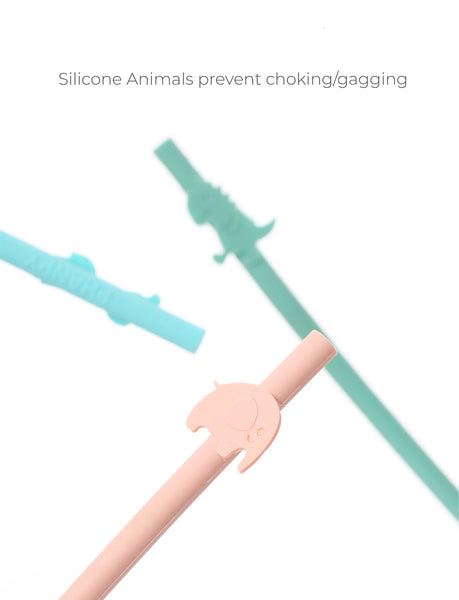 Colorful Animal Silicone Straws - Set of 5